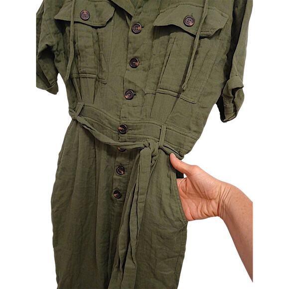 Lumiere Boiler Long Jumpsuit Size S Olive Cargo Gorp Safari Charlie's Angels - Picture 4 of 16